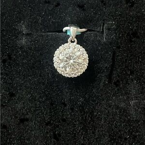 925 Sterling Silver Moissanite Pendant – 1.80 CTW Halo Design